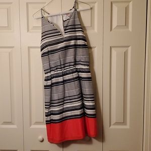 BANANA REPUBLIC black, white and red striped dress